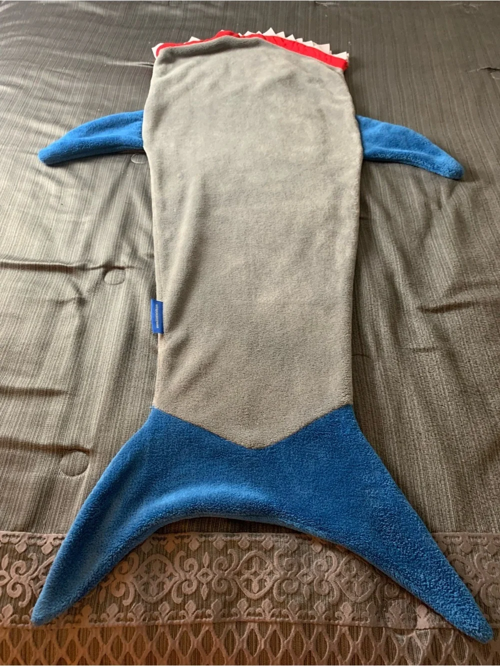 Blankie Tails Baby Shark Blanket Grey Blue
